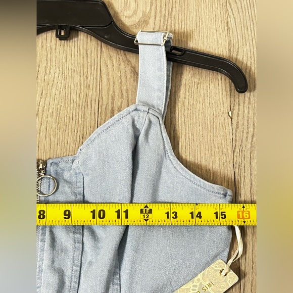 IRIS Basic Womens Denim Jumpsuit Blue Size M Belted Casual One Piece - Picture 10 of 16